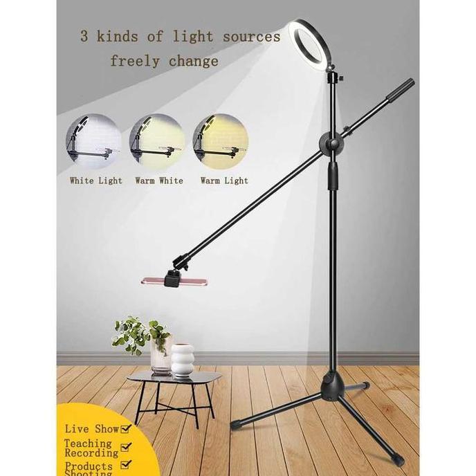 RACERPO Tripod Stand Tiang Holder HP Boom Arm Lampu Ring Light Smartphone Live