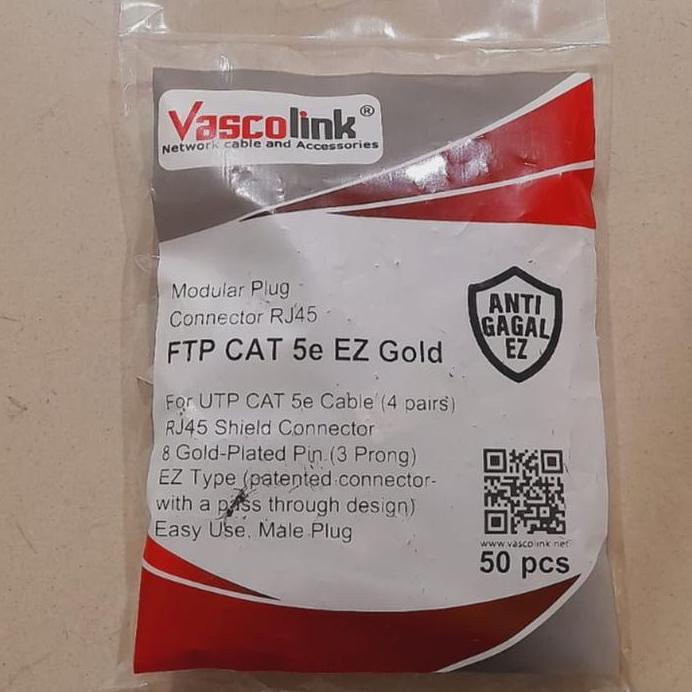 Vascolink Connector RJ45 FTP Cat 5e EZ Gold Metal Shielded Anti Gagal