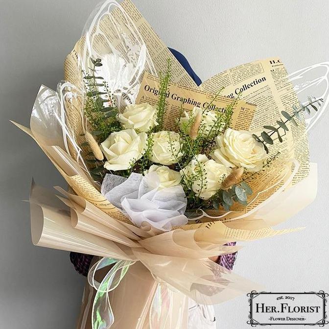 TERBARU|TERMURAH|BARU|PREMIUM|TERLARIS|GARANSI|DISKON|PROMO HER.FLORIST FRESH FLOWER SEVEN ROSES BOU