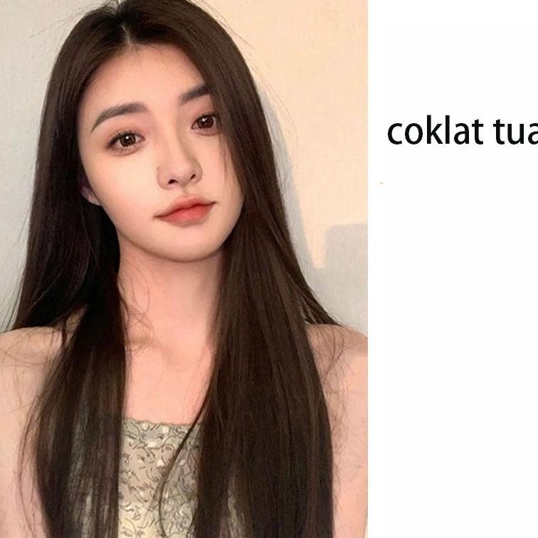 Wig Rambut Panjang Sedang 70 Cm Full Wig Wig Korean Style Wig Hitam Panjang Wig Tanpa PoniWig Bando 