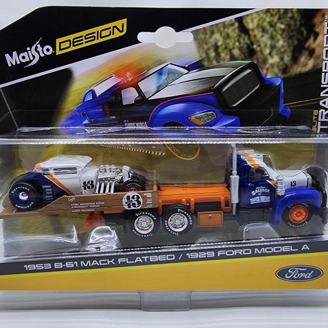 Diecast Elite Transport 1953 B-61 Mack Flatbed / 1929 Ford Model A Maisto 1:64