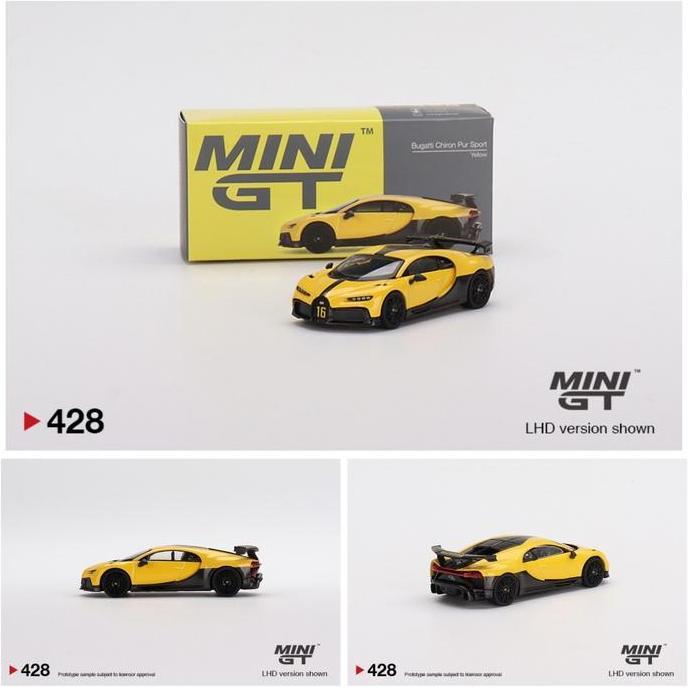 MINIGT 428 BUGATTI CHIRON PUR SPORT YELLOW DIECAST MOBIL MGT