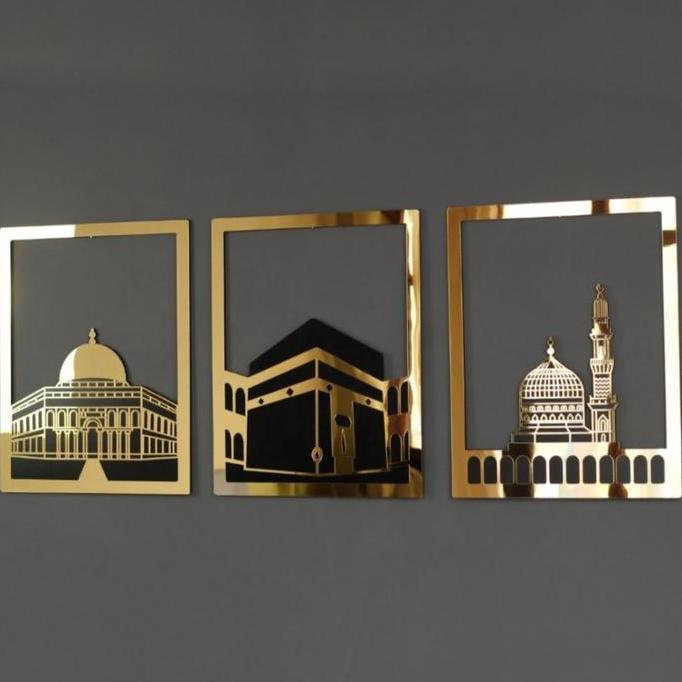 TERLARIS HIASAN DINDING MASJID AL AQSA, AL-HARAM, AN-NABAWI ACRYLIC AESTHETIC / DEKORASI ISLAMI DIND