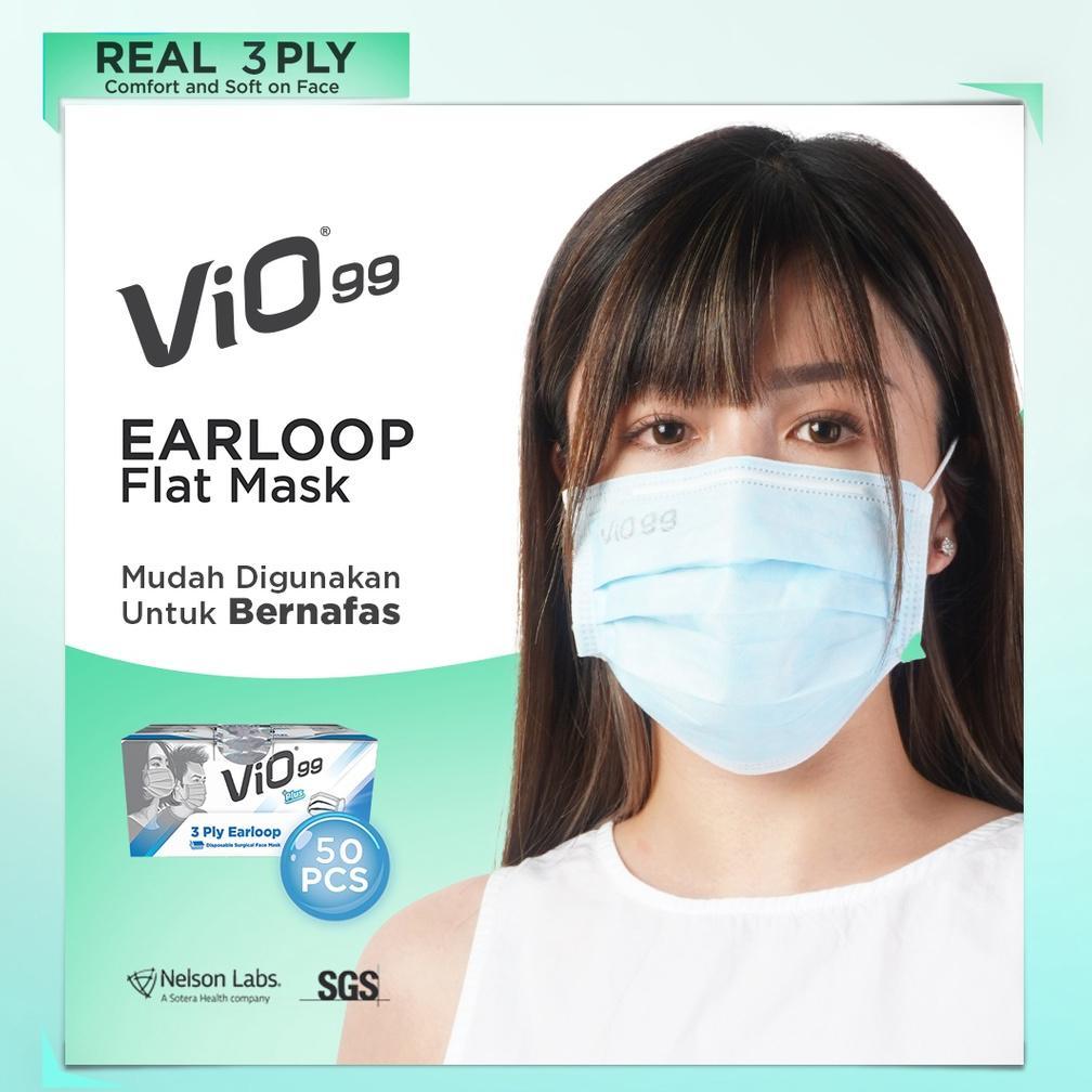 Vio Mask Earloop - Masker Vio 3 Ply Isi 50 Masker Kesehatan  Kualitas Premium Lulus Uji Bfe Pfe  Vfe