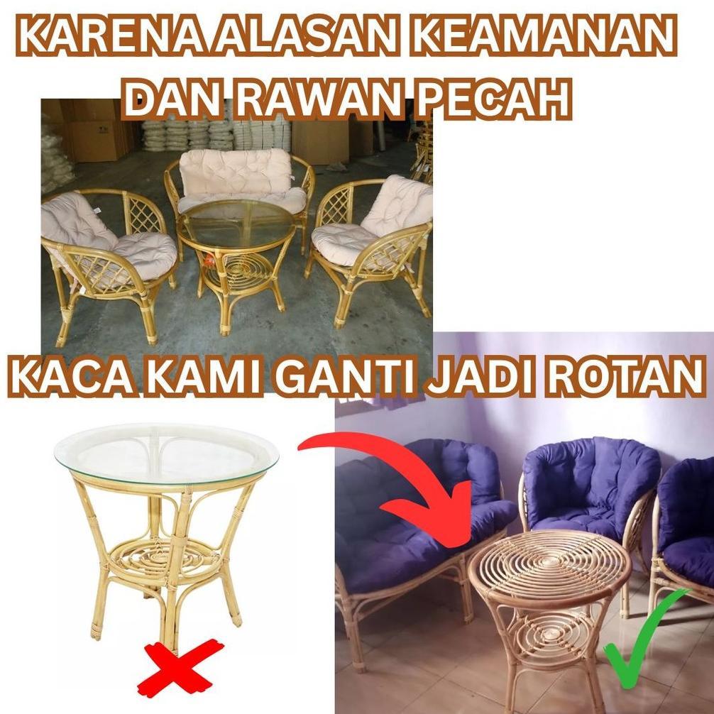 TERMURAH SET KURSI TAMU BAHAMA ROTAN ALAMI (TANPA KACA) / KURSI ROTAN MINIMALIS / KURSI TAMU ROTAN
