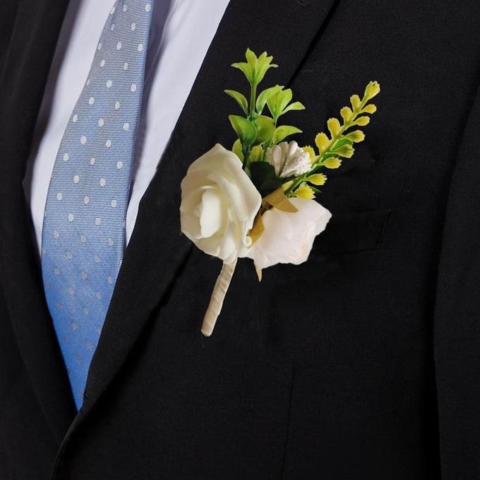 Corsage Bunga Jas Pria/Bunga Kecil Groomsmen/Pita Pin Bunga Jas