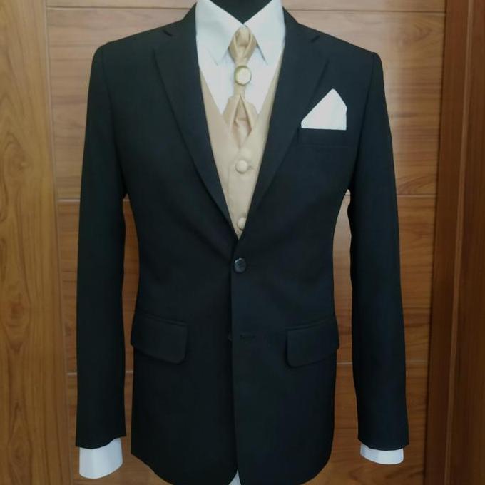 New  VITUS - hand made jas formal pria slim fit hitam / navy 1 stel