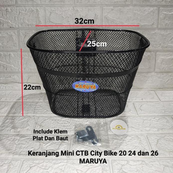 Keranjang Sepeda MARUYA Kawat Besi Hitam Sepeda Mini Phoenix CTB Minion Size 20 Dan 24