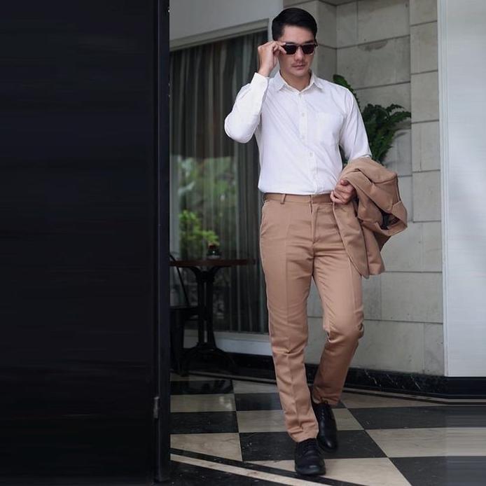 Sevenfour jas stelan pria slimfit warna mocca wedding moderaizen mocca