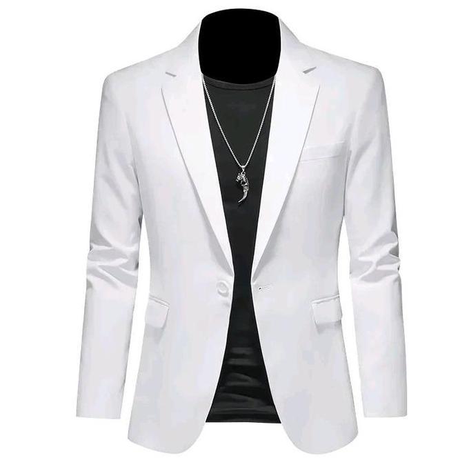 New  Jas pria putih Jas formal putih Jas full putih Blazer High Kain