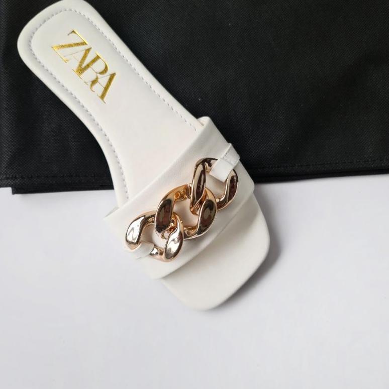 Hemat Sandal Flat Zara Sandal Zara Teplek Sandal Zara Wanita Terbaru Motif Rantai