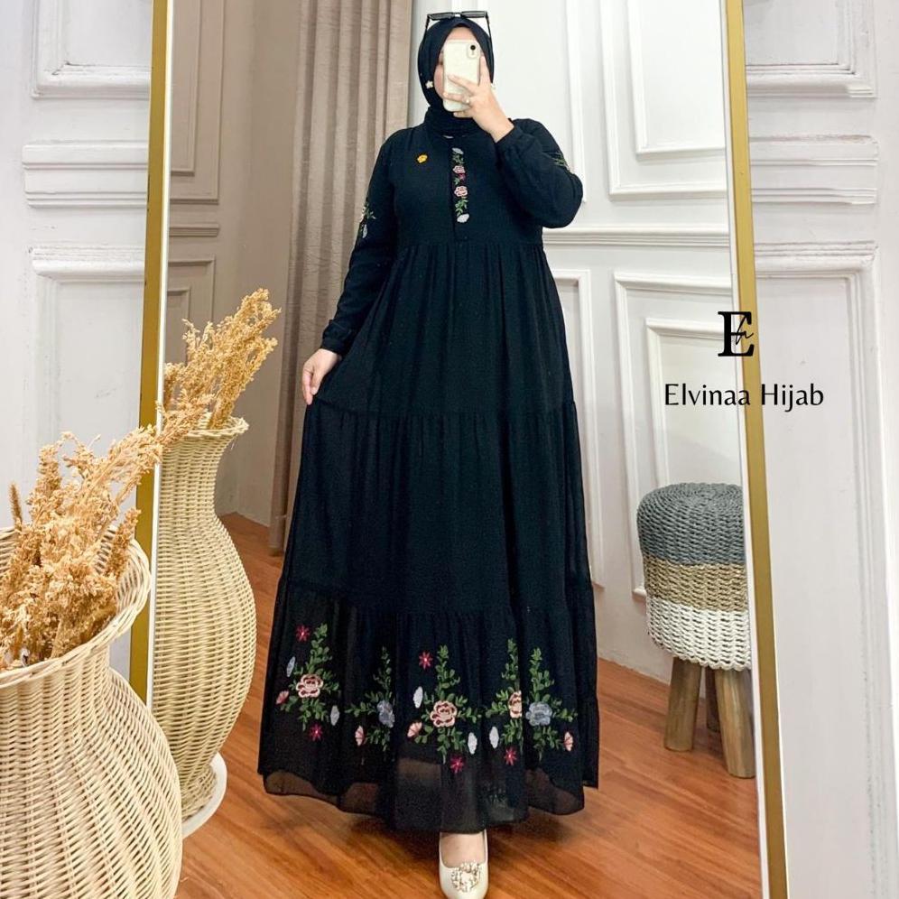 cuci gudang zahra dress gamis ceruty babydoll premium bordil