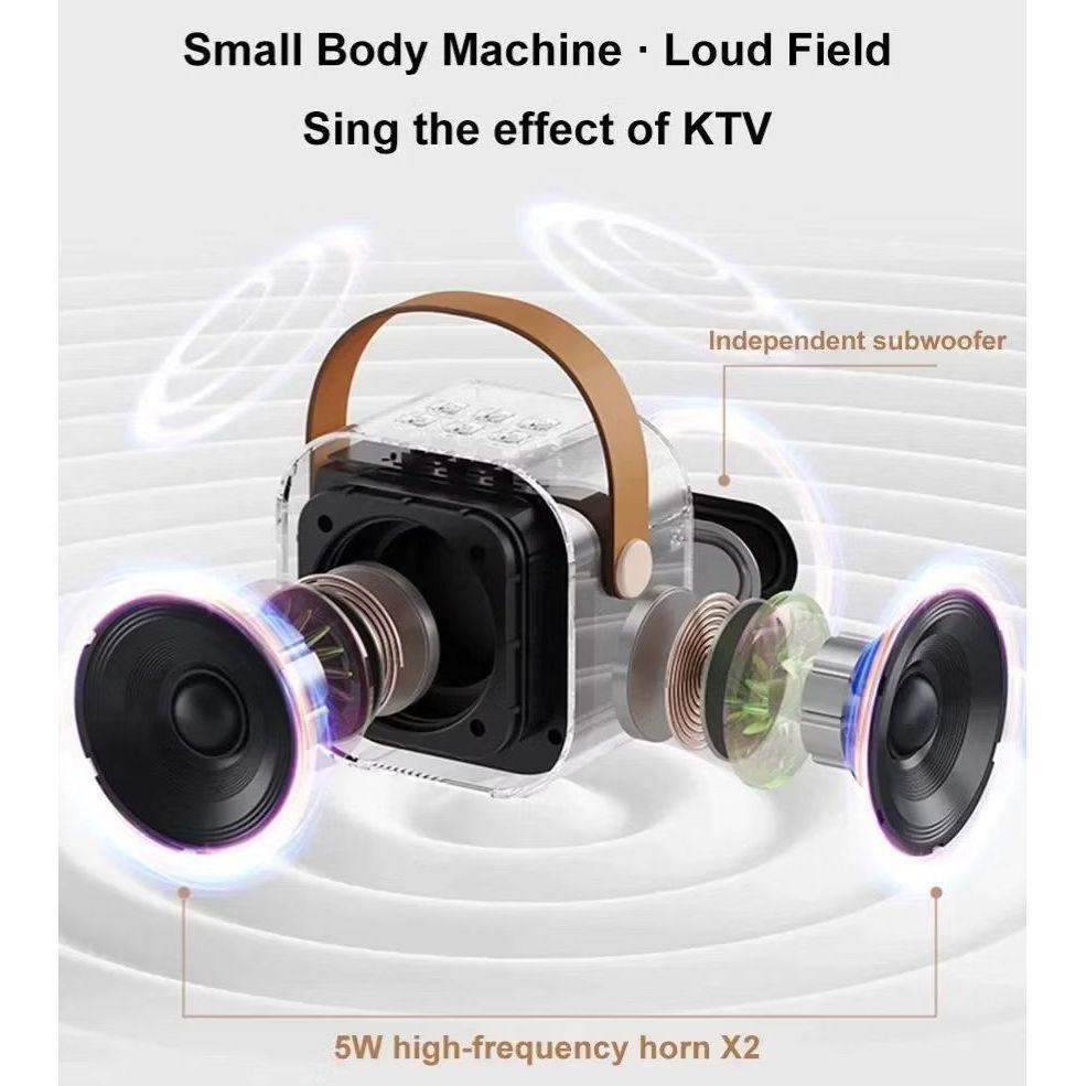 NEW Speaker Mini Bluetooth 2 Mic 1 Set Full Bass Portable Wireless Karaoke Bisa Dihubungkan Ke ponse