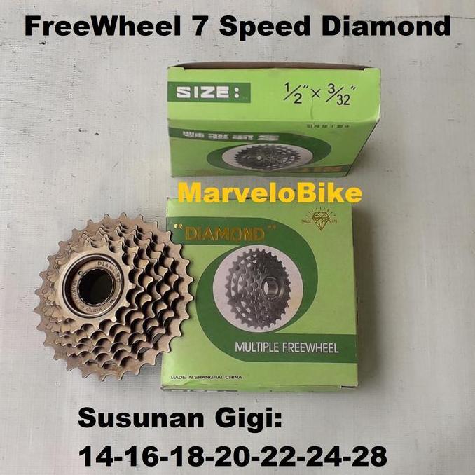 Ready Sproket FreeWheel Sepeda 7 Speed Diamond Drat Ulir