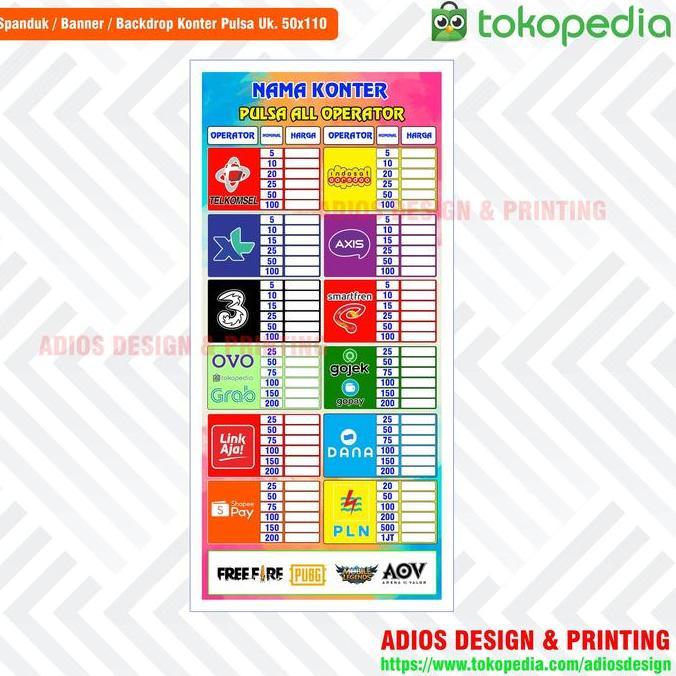 Ready  Spanduk Banner konter & spanduk banner konter pulsa atau kuota - flexy 280 gsm