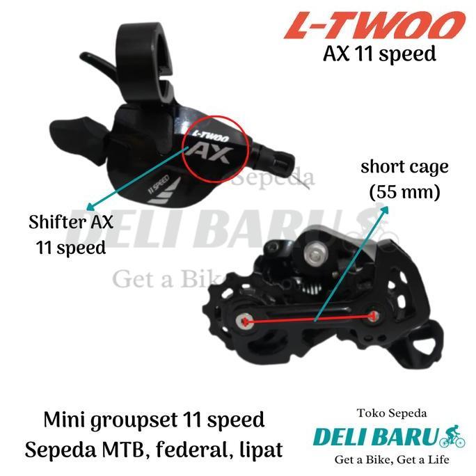 Ready L-TWOO mini groupset 11 speed Ltwoo AX shifter kanan dan RD type short cage sepeda MTB, lipat