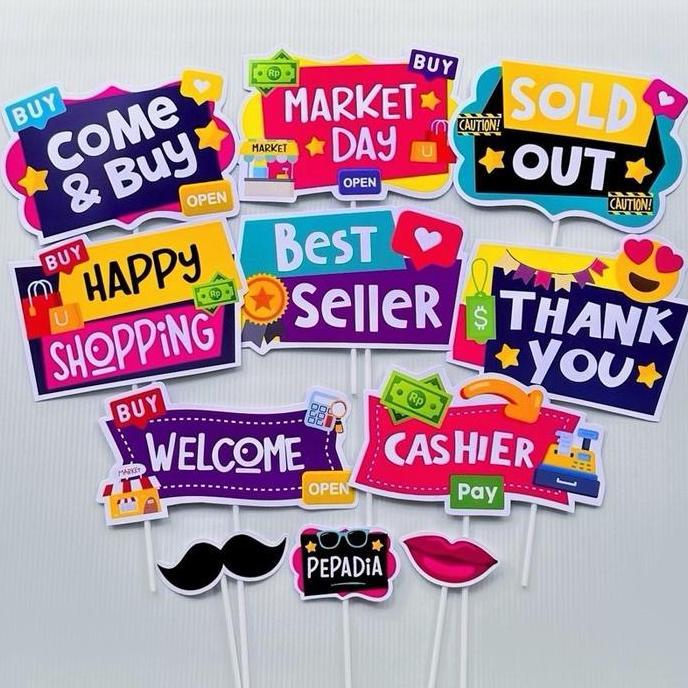 Ready  MARKET DAY FUN PROPS PHOTOBOOTH DEKORASI STALL MARKET DAY