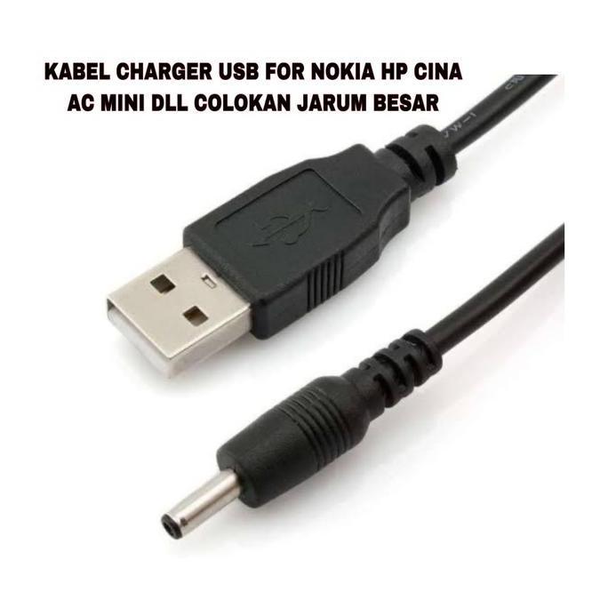 KABEL CHARGER USB FOR NOKIA HP CINA AC MINI DLL COLOKAN JARUM BESAR