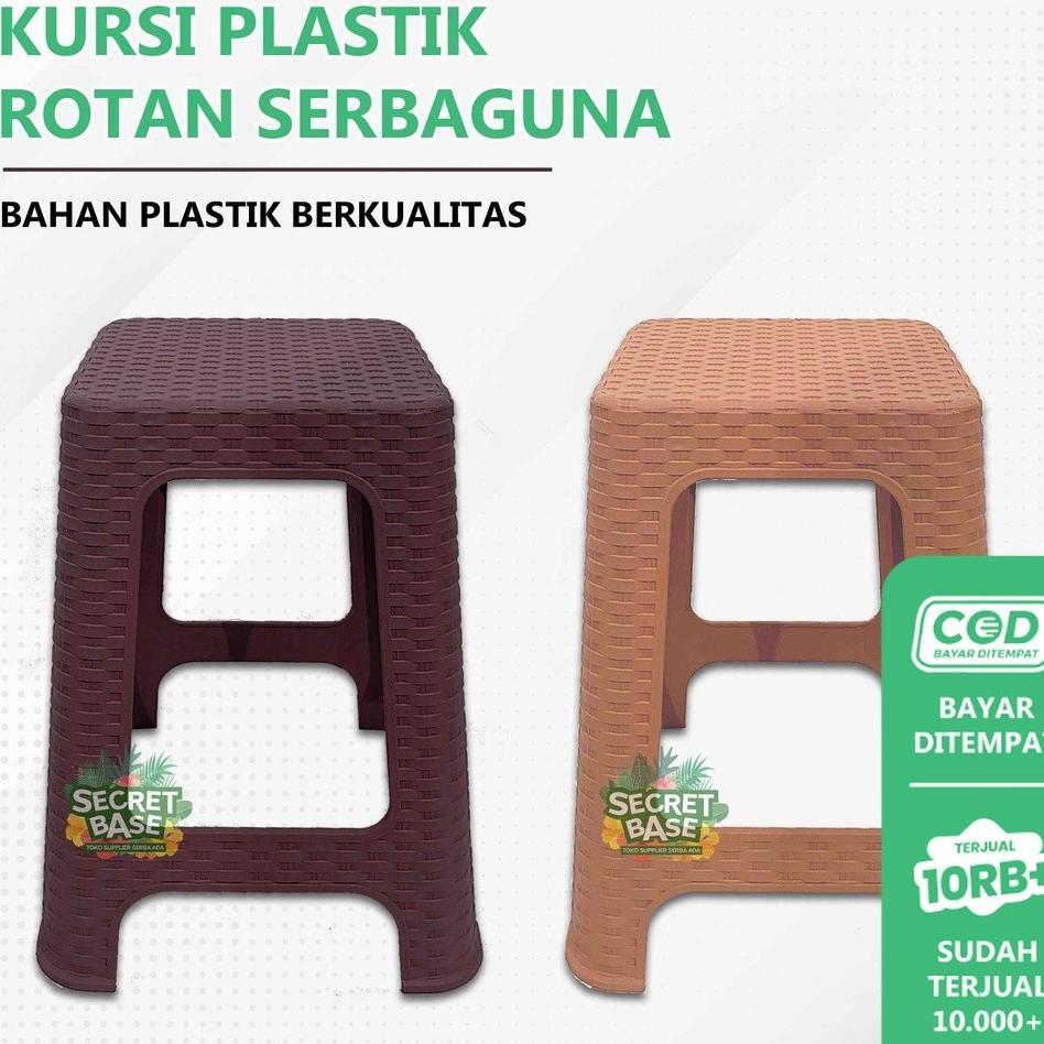 Kursi Rotan - Kursi Plastik Tinggi / Bangku Tinggi Kokoh / Kursi Motif Rotan Murah