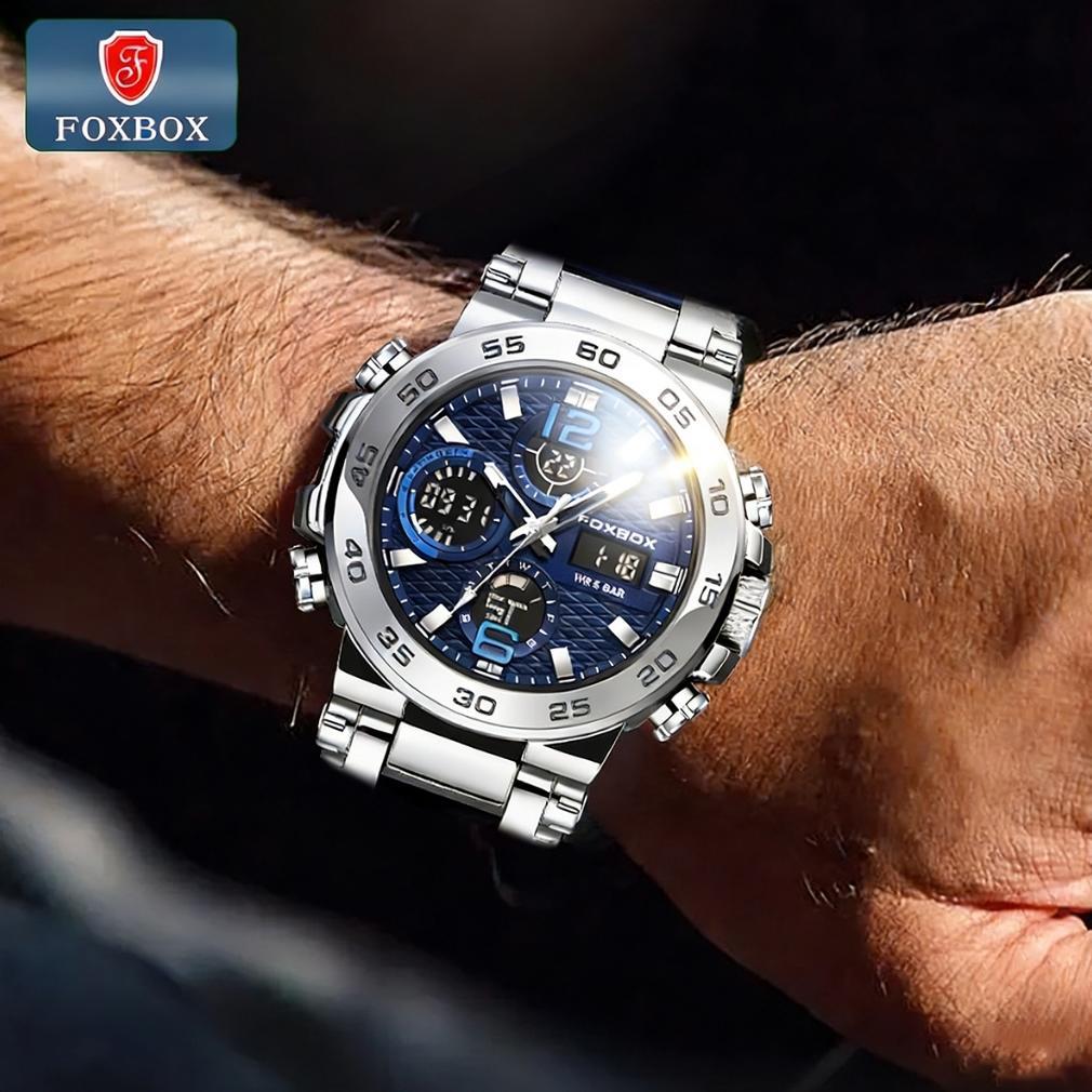 NEW DEALS FOXBOX Jam Tangan Untuk Pria LED Tahan Air Olahraga Elektronik Jam Tangan Silikon Jam Tang