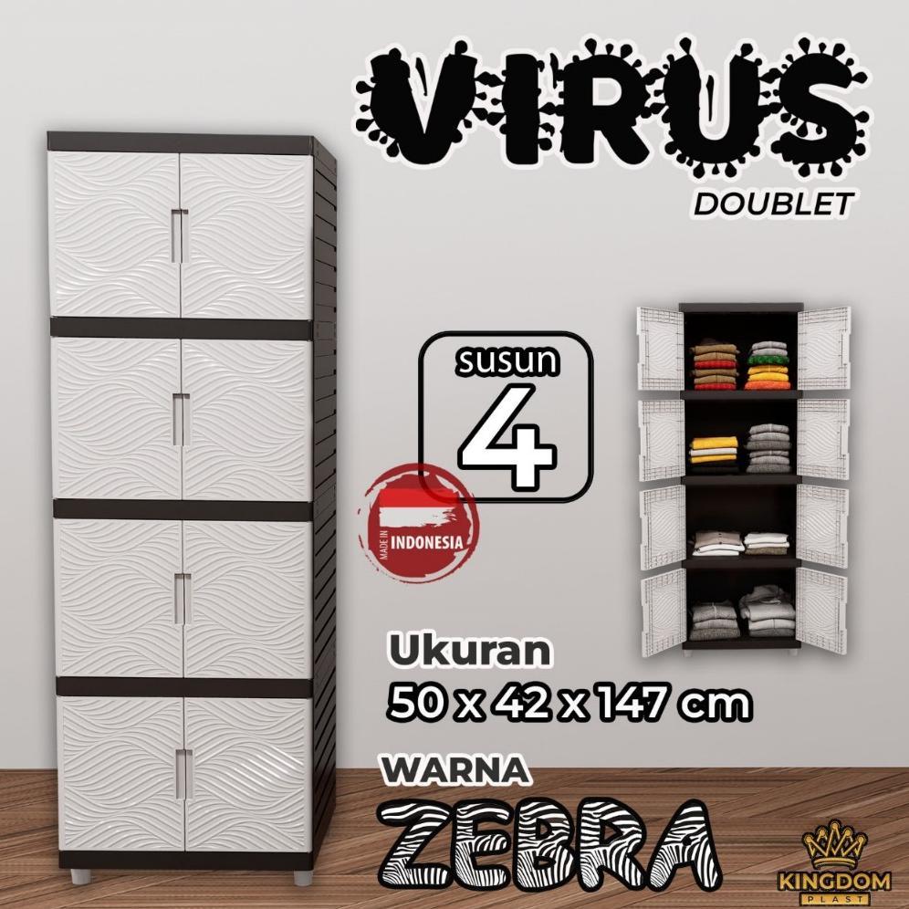 Grade Ori [Ready Stock] Kingdom Plast Virus Lemari Plastik Jumbo 5 Susun Lemari Pakaian Minimalis Ca