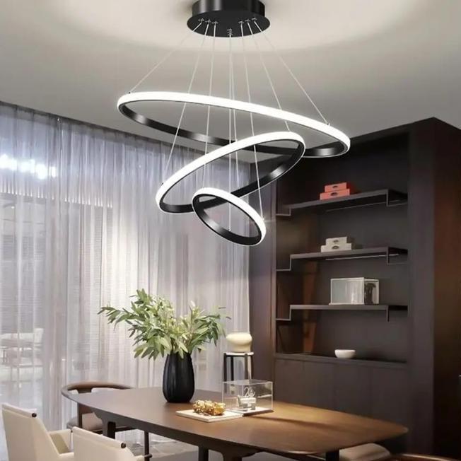 Lampu Gantung Ruang Tamu Ring 3 Warna Mewah Elegan Lampu Gantung Ruang Tamu Kamar Tidur Kantor
