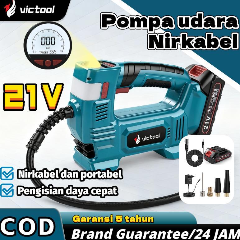 BEST DEALS Victool Pompa Udara Multifungsi Nirkabel Baterai Lithium 21V  Pompa Angin Ban Elektrik Po