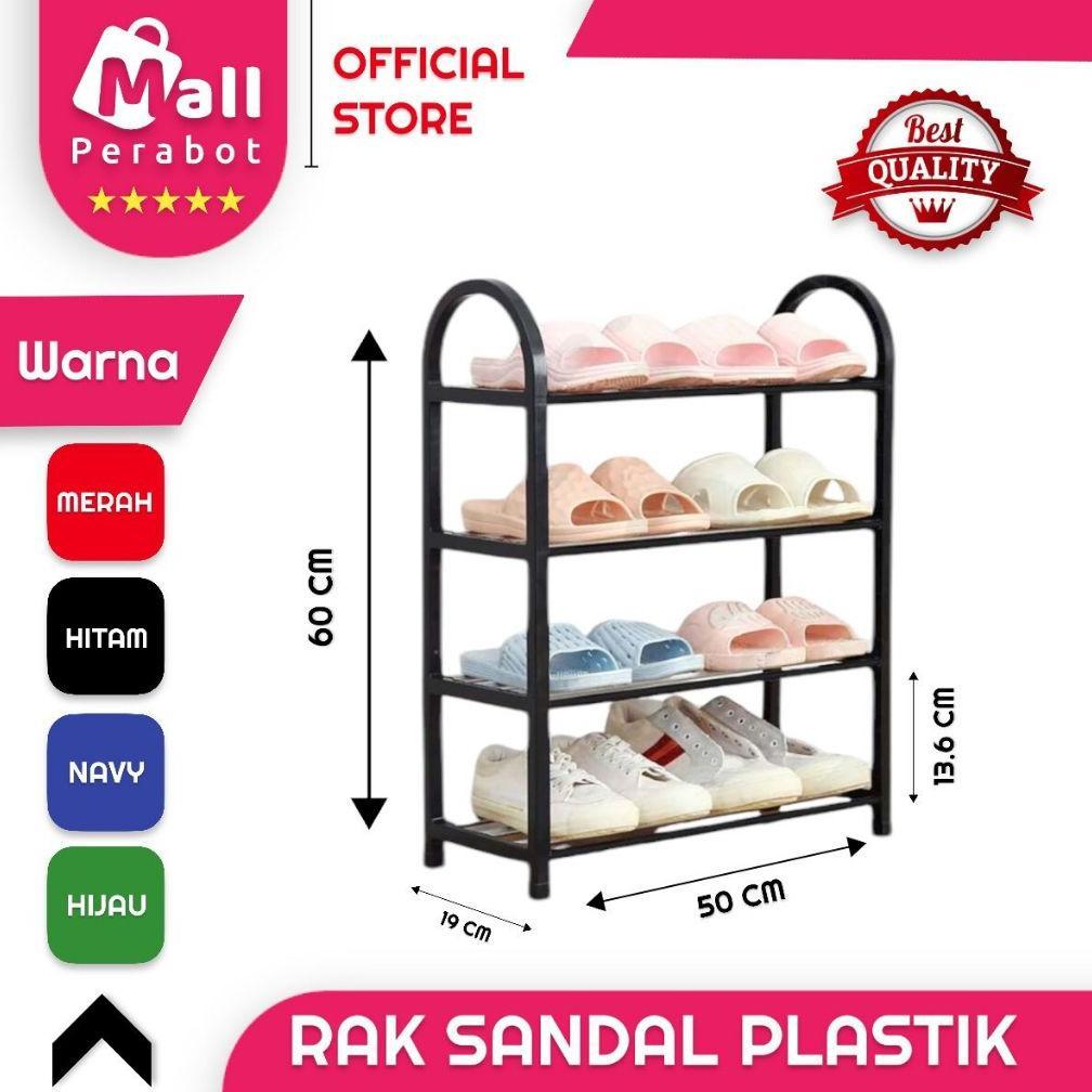 Viral  Mall Perabot | Rak Sepatu Sandal 4 Susun Plastik Sendal Shoe Rack 4 Level Dengan Box