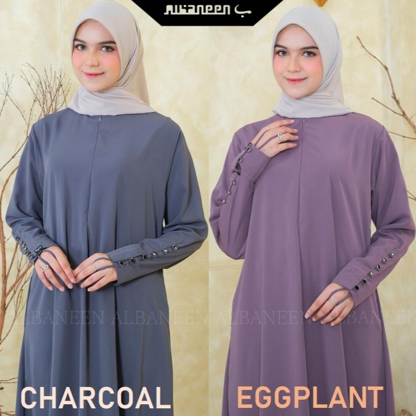 GARANSI [BARU] Albaneen.syari Abaya hitam Jetblack Premium Cantik |  Gamis umroh anti UV hitam mewah
