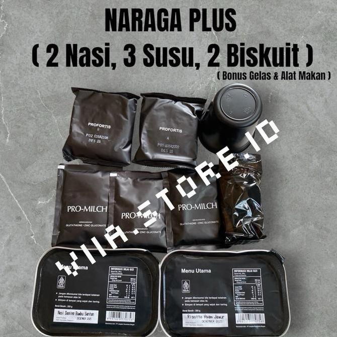 BELI PAKETAN LEBIH MURAH  PAKET RANSUM NARAGA PLUS/ MAKANAN SIAP SAJI TNI ( Makan + Minum )