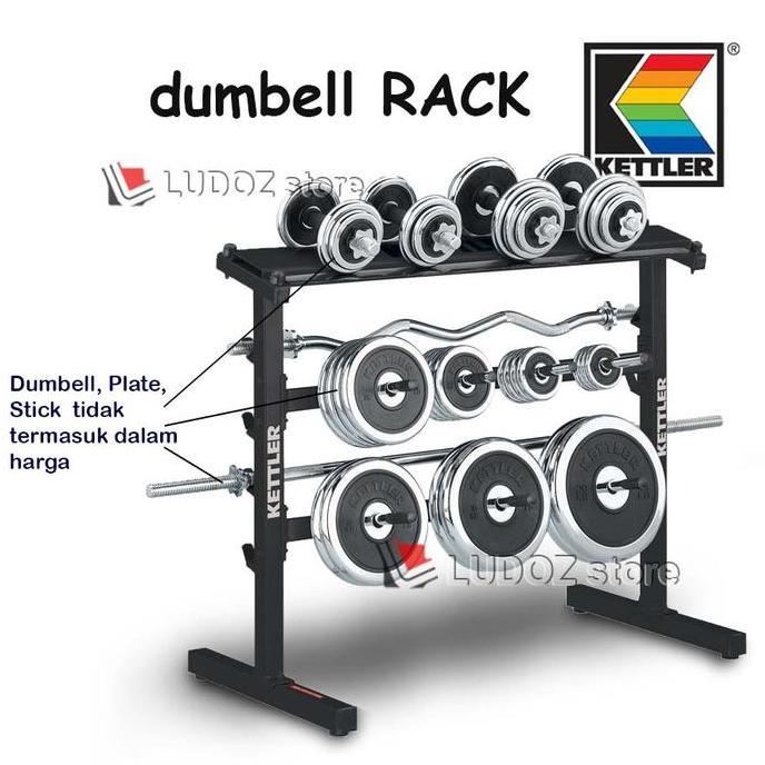 NEW KETTLER Rak Dumbell Barbell RACK tempat Plat Stik Plate Stick beban