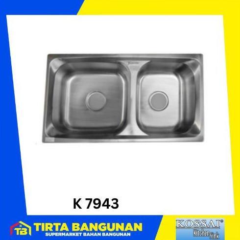KOSSAI SINK KS 7943 BAK CUCI PIRING 2 LUBANG + AFUR