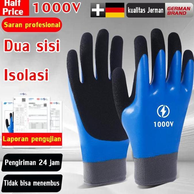 Punyakau- Sarung Tangan Berinsulasi 1000V Karet Tahan Air & Tekanan Tinggi Anti Tusuk & Getaran Untu