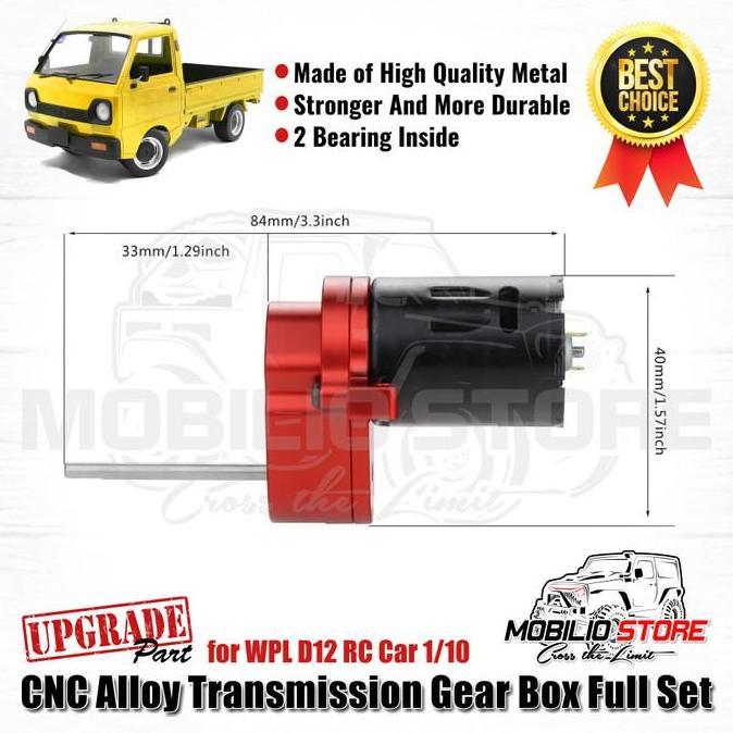 Upgrade Part CNC Alloy Transmission Gear Box Full Set WPL D12 RC Car