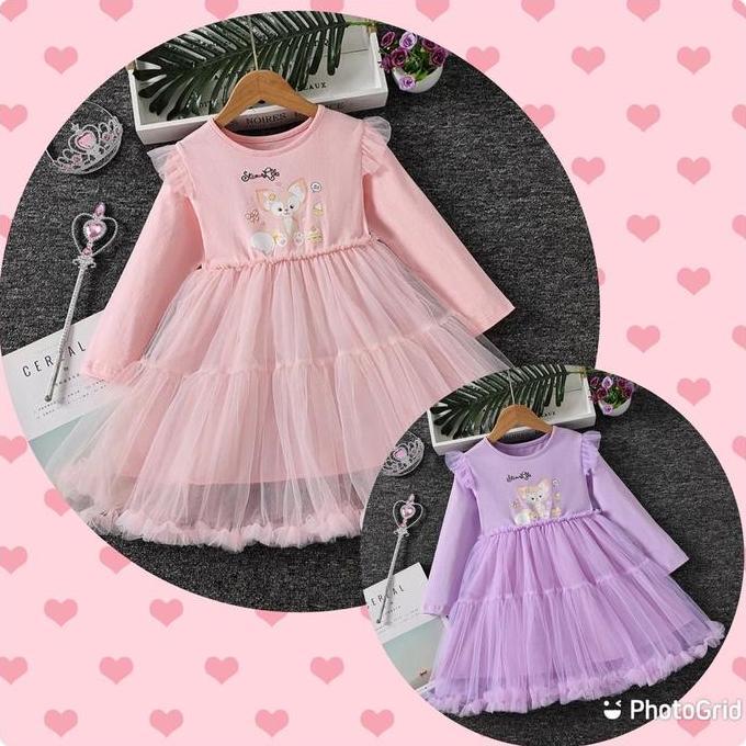 HARGA GROSIR - Dress Anak Perempuan Lengan Panjang Korean Style Bahan Katun Import Premium dengan Ro