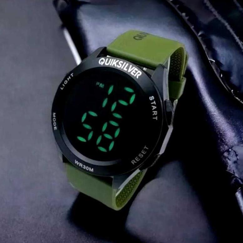 ORIGINAL Jam Tangan Pria Digital Anti Air Quicksilver Digital Led Tali Rubber Sporty Trendy Kekinian
