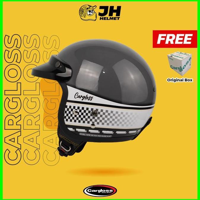 Helm Cargloss CFM Chessis Dark GREY | Helm Retro | Half Face