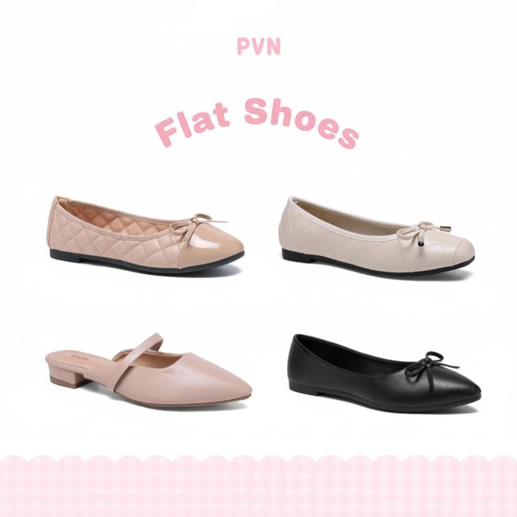 Termurah / Hot Sale Pvn Flat Shoes Collections Yena Hitam Wanita Balet Women Shoes 031