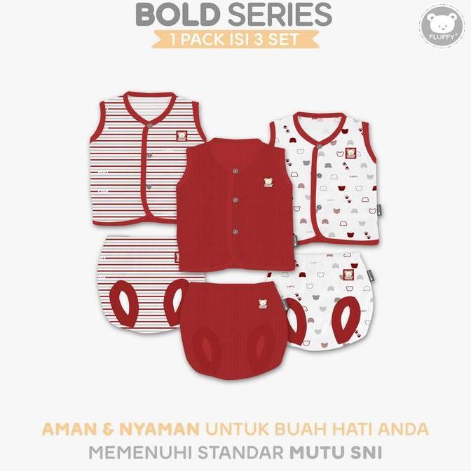 FLASH SALE - FLUFFY Setelan Kutung Celana Pop BOLD (Isi 3Pasang) SBKDCS RED SML
