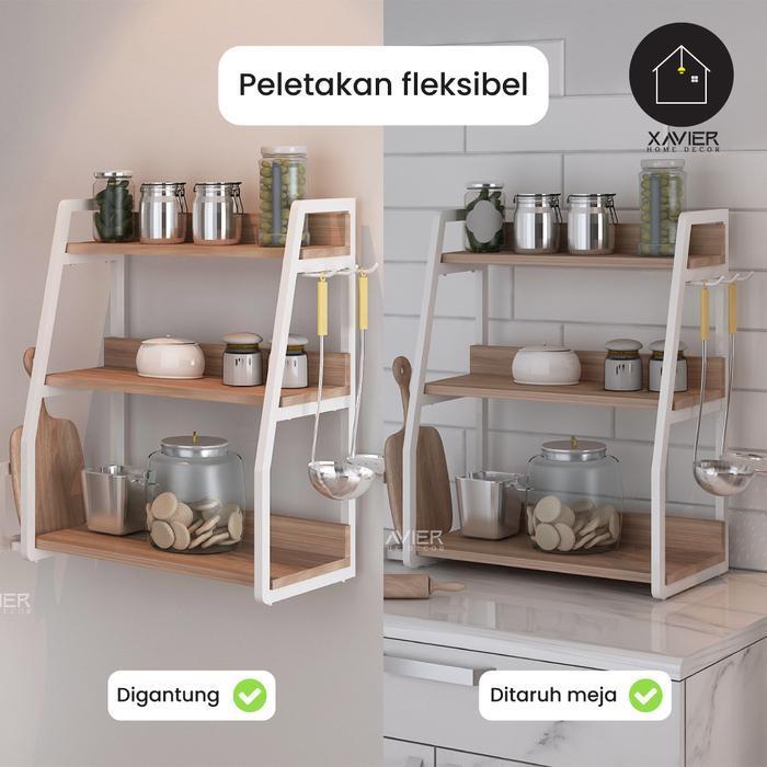 Rak Bumbu Dapur CLARA Rak Bumbu 3 Susun Besi Minimalis + Gantungan | Xavier Home Decor