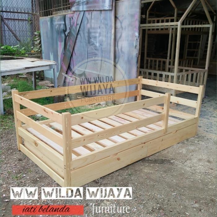 dipan anak kayu jati belanda size 100x200+2 pcs laci