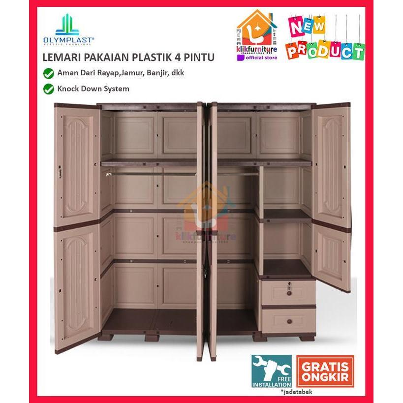 Lemari Pakaian Plastik 4 Pintu Olymplast OTC 4P Wood