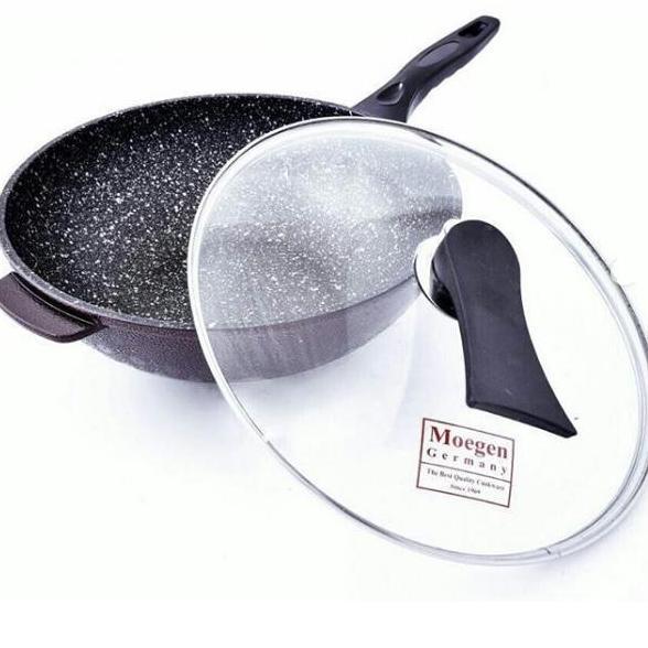 Wajan Teflon MOEGEN 30 Cm - Wok Pan Marble - MOEGEN GERMANY Aluminium Kaca Kitchenware