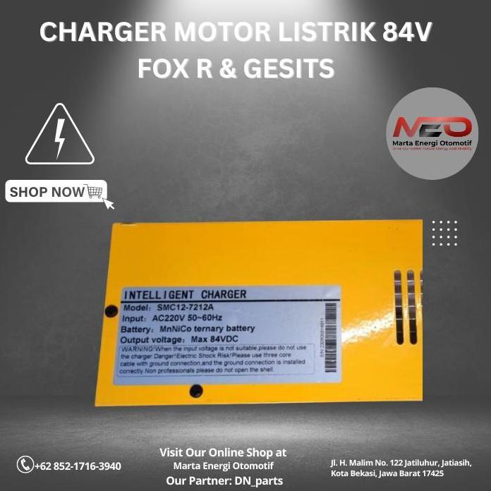 Charger Motor Listrik 83V 10A Ip65, 84V 12A Ip20, 84V 18A Ip65 Cocok Untuk Gesits  Dan Fox R Socket 