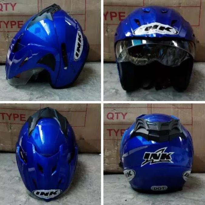 Helm INK TERBARU Dobel Visor type T1 BIRU TUA