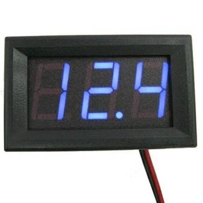 Digital Voltmeter Mini Biru Dengan Frame V DC 2 kabel