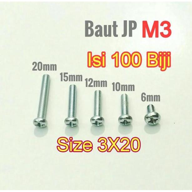 Baut JP M3 Panjang 20mm