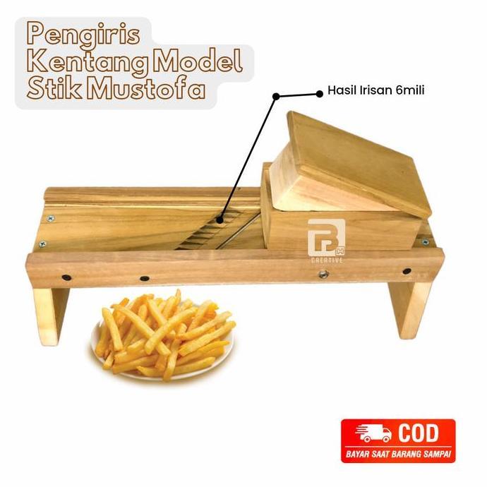 Pengiris Model Stik Mustofa Pemotong Kentang Kayu Jati