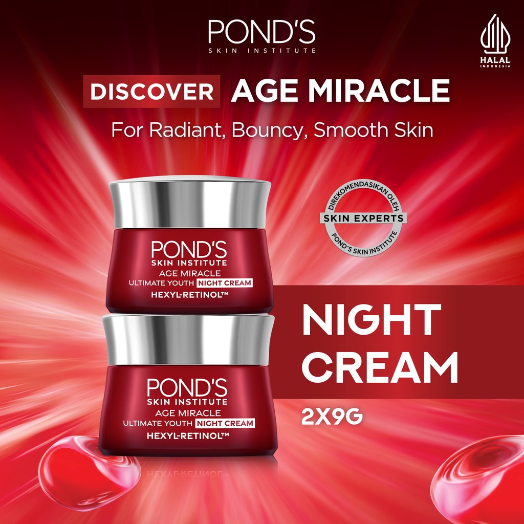 Pond's Age Miracle Hexyl Retinol Niacinamide Night Cream 9gr x2 (Mencerahkan Kulit dalam 7 hari deng