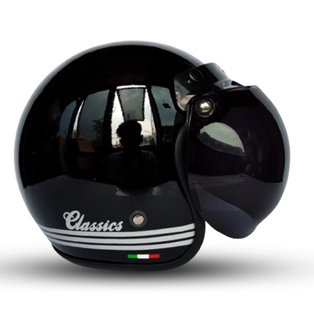 Grade Ori Helm Bogo Polos Classic Dewasa Abu Dof Kaca Datar / Kaca Cembung Hitam Bening(Harga Grosir
